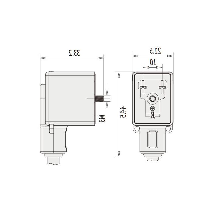 Valve plug Type B, DIN, 10mm, 3Pin, single end precast PUR flexible cable, black sheath, 6VB001-XXX